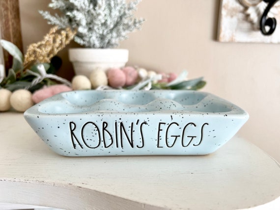 Rae Dunn Robins Eggs Speckled Egg Look Egg Holder Rae Dunn Egg Tray Blue Ceramic Gift for Anyone