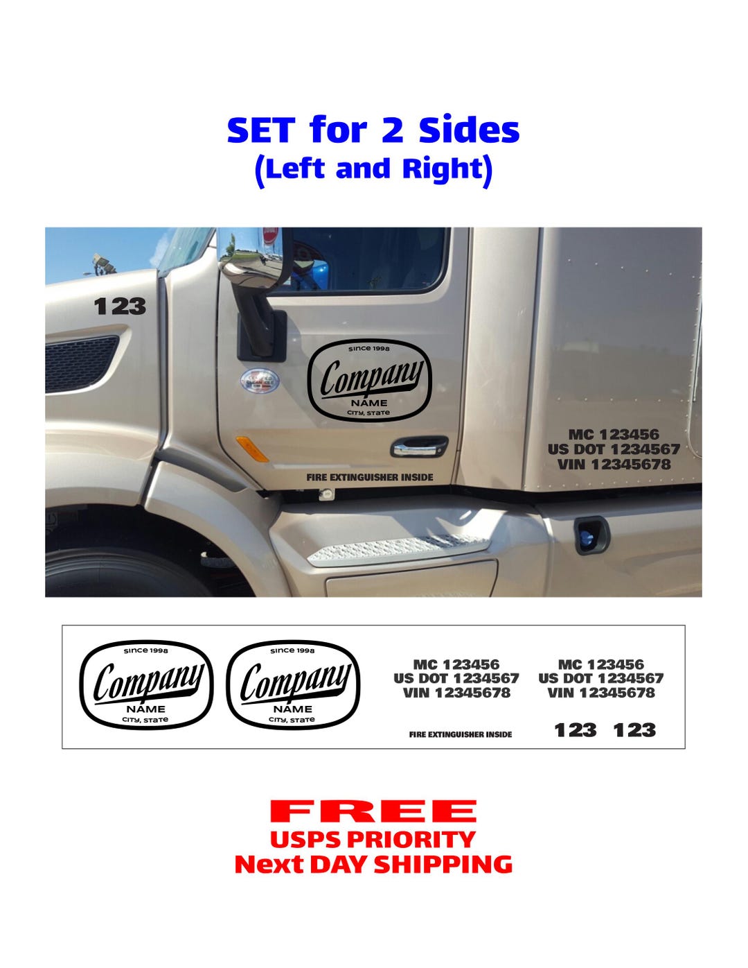 009. Full Set of Custom DOT Signs for Trucks + FREE Priority Shipping ...