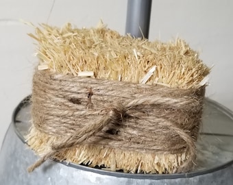 Mini Straw Bale, Jute Wrapped, Fall Tiered Tray Decor