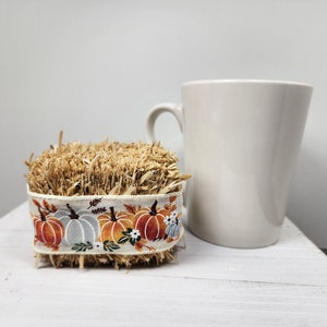 Mini Straw Bale, Tiered Tray Decor, Thanksgiving Tiered Tray, Fall Tray Decoration, Tray Riser, Autumn Tiered Tray, Small Straw Bundle