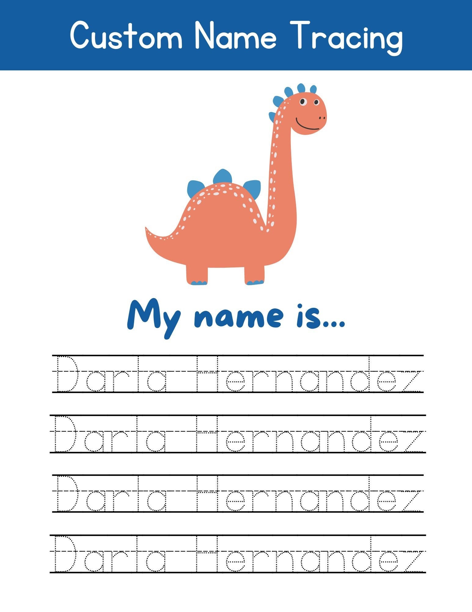 Custom Name Tracing Template - Etsy