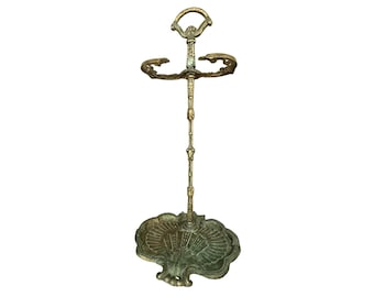 Portaombrelli o bastoni da passeggio antico in ottone fuso in stile vittoriano, decorato.