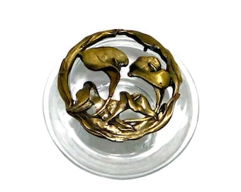 Calla Lily Brass Potpourri Lid & Anchor Hocking Clear Glass Bowl