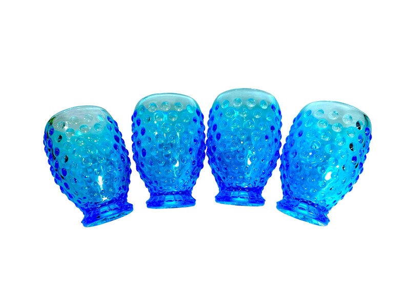 Vintage Tiara Indiana Glass Company Cerulean Hobnail Barrel Shaped