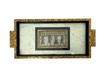 Bombay Tribal Art Tray/Wall Frame With Brass Detailing Unique Home Décor Piece