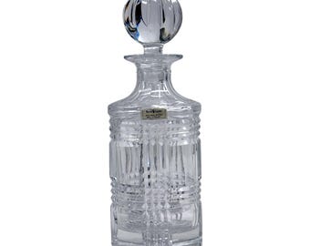 Decantador de cristal Glen Plaid de Ralph Lauren con tapón, fabricado en Polonia.