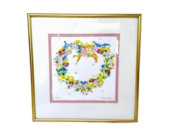 Jeanne Dana Floral Heart Wreath Original Watercolored Artwork