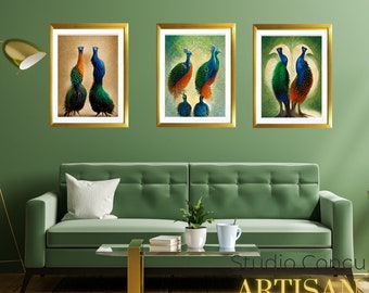 Pair of Peacocks Digital Prints - Avian Series #4 - Digital Download