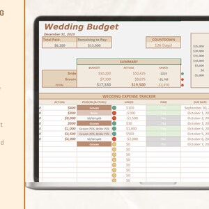 Wedding Budget Template - with Savings and Spouse Tracker