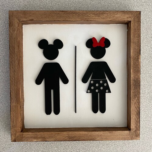 Mickey and Minnie inspired bathroom sign