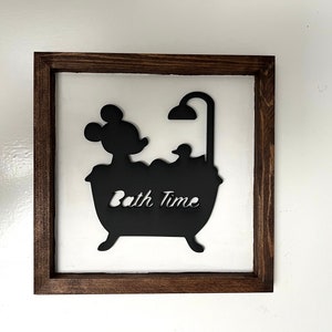 Mouse bath time wooden sign