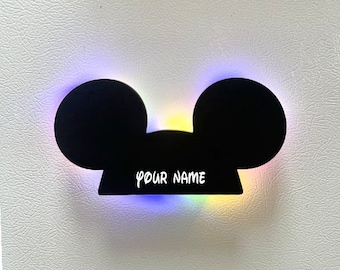 Custom Disney Cruise Wooden Light Up mouse ears - Door magnets, w/ LED lights - Decorations