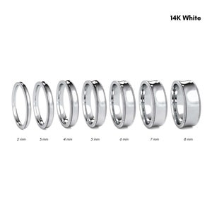 14K witgoud concave Milgrain trouwring - witgoud gepolijst trouwring - dames heren gouden trouwring - Comfort Inside Band