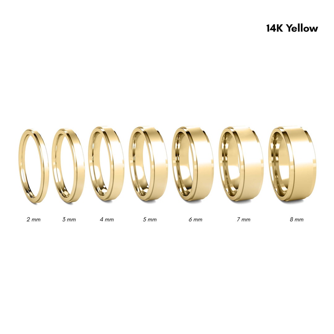 Stepped Edge Pattern Flat 14ct Yellow Gold 5mm Flat Wedding Ring main image 0