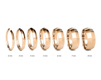 14k Pink Solid Gold Knife edge Wedding Band - Women's Men's Gold Wedding Band - Classic Gold Ring - Comfort Inside Band - Engraving Ring