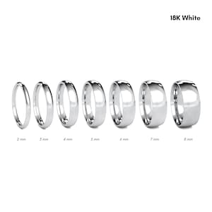 18K witgoud lage koepel trouwring - dames heren gouden trouwring - klassieke gouden ring - Comfort Inside Band - gravure ring