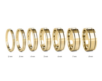 14k Yellow Gold Flat Milgrain Wedding Band - Women&#39;s Men&#39;s Gold Wedding Band - Classic Gold Ring - Comfort Inside Band - Engraving Ring