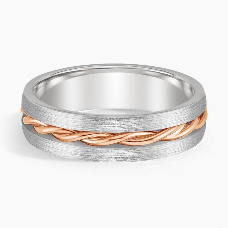Twisted Platinum Wedding Ring | Comfort Fit Band, Polished Finish