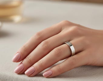 5 mm Wedding Ring in White Platinum –  Classic High Polish Platinum Band, Comfort Fit Wedding Band, Durable Unisex Ring