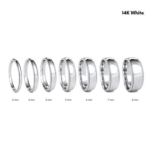 14K White Gold Low Dome Milgrain Wedding Band - White Gold Polished Wedding Band - Women&#39;s Men&#39;s Gold Wedding Band - Comfort Inside Band