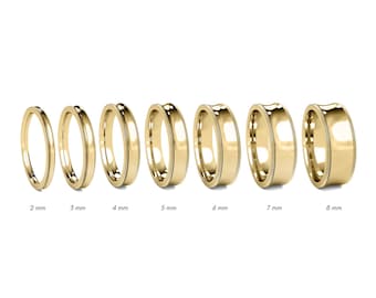 Vigselring i 14 karat gult guld - Ccv Milgrain-ring - Vigselring i polerat gult guld - Vigselring i guld för kvinnor och män - Comfort Inside-ring