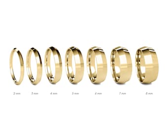 14k Yellow Gold Knife Edge Wedding Band - Women's Men's Gold Wedding Band - Classic Gold Ring - Comfort Inside Band - Free Engraving Ring