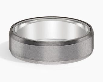6.5mm Black Rhodium Wedding Ring – Durable Black Rhodium Band, Matte Comfort Fit Unisex Wedding Band for Men & Women, Modern Mens Ring