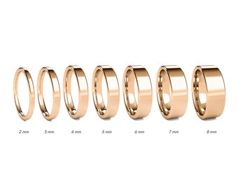 14K Solid Pink Gold  European Wedding Band - Women's Men's Gold Wedding Band - Classic Gold Ring - Comfort Inside Band - Engraving Ring