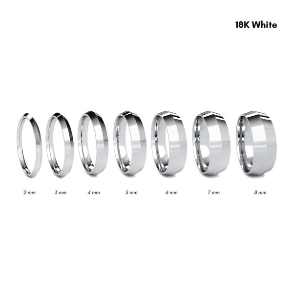 18K White Gold Knife-edge Wedding Band - Women's Men's Gold Wedding Band - Classic Gold Ring - Comfort Inside Band - Engraving Ring