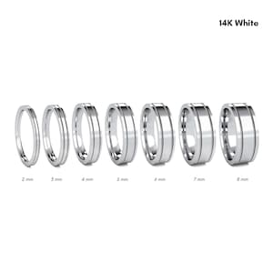 14k White Gold Flat Milgrain Ring Wedding Band - Dames Heren Gouden Trouwring - Klassieke Gouden Ring - Comfort Inside Band - Gravure Ring