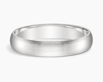 Matte Slim Profile 4mm Wedding Ring – Solid Platinum Band, Comfort Fit Platinum Unisex Wedding Band