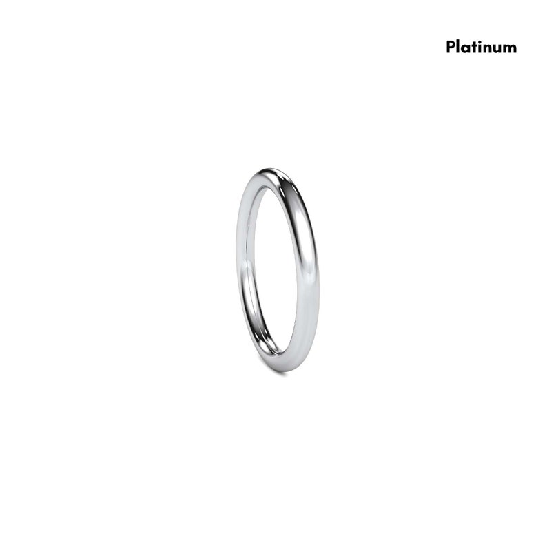 Round Platinum Wedding Band Round Comfort Band Women's Platinum Band Thin Platinum Ring Comfort Inside Band Free Engraving Ring zdjęcie 4