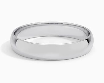 Slim Profile 4mm Wedding Ring – High Polish Platinum Band, Comfort Fit Unisex Wedding Band, Platinum Ring for Men & Women