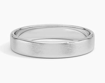 Matte Slim Profile 4mm Wedding Ring for Men & Women in Platinum | Solid Platinum Comfort Fit Classic Band