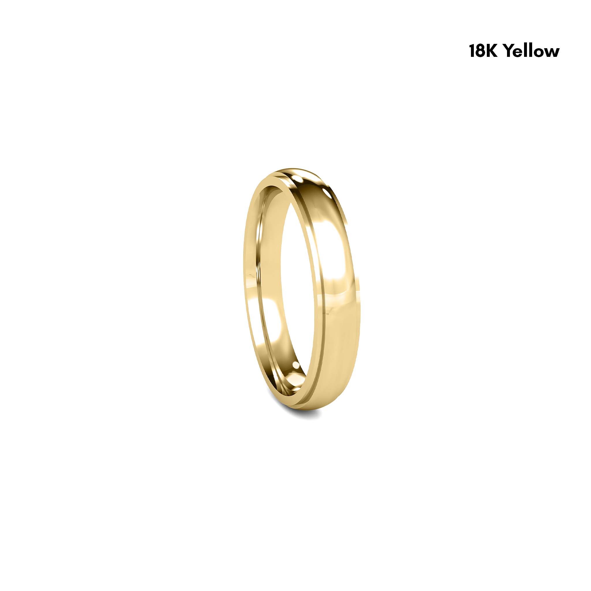 ゴールデンウィークラストSALE❕ ゴールド【 4mm×23mm 】18k 18k Solid Yellow Gold Dome Step Wedding Band for Men and Women