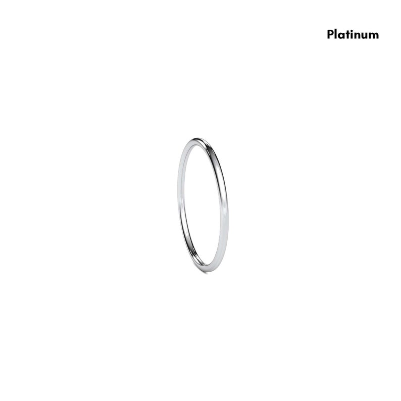 Round Platinum Wedding Band Round Comfort Band Women's Platinum Band Thin Platinum Ring Comfort Inside Band Free Engraving Ring image 2