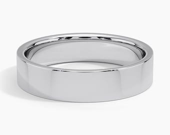 Fede nuziale in platino massiccio da 5 mm – Anello unisex comodo da indossare