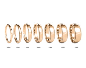 14k Pink Gold Low Dome Milgrain Wedding Band - Women's Men's Gold Wedding Band - Classic Gold Ring - Comfort Inside Band - Engraving Ring