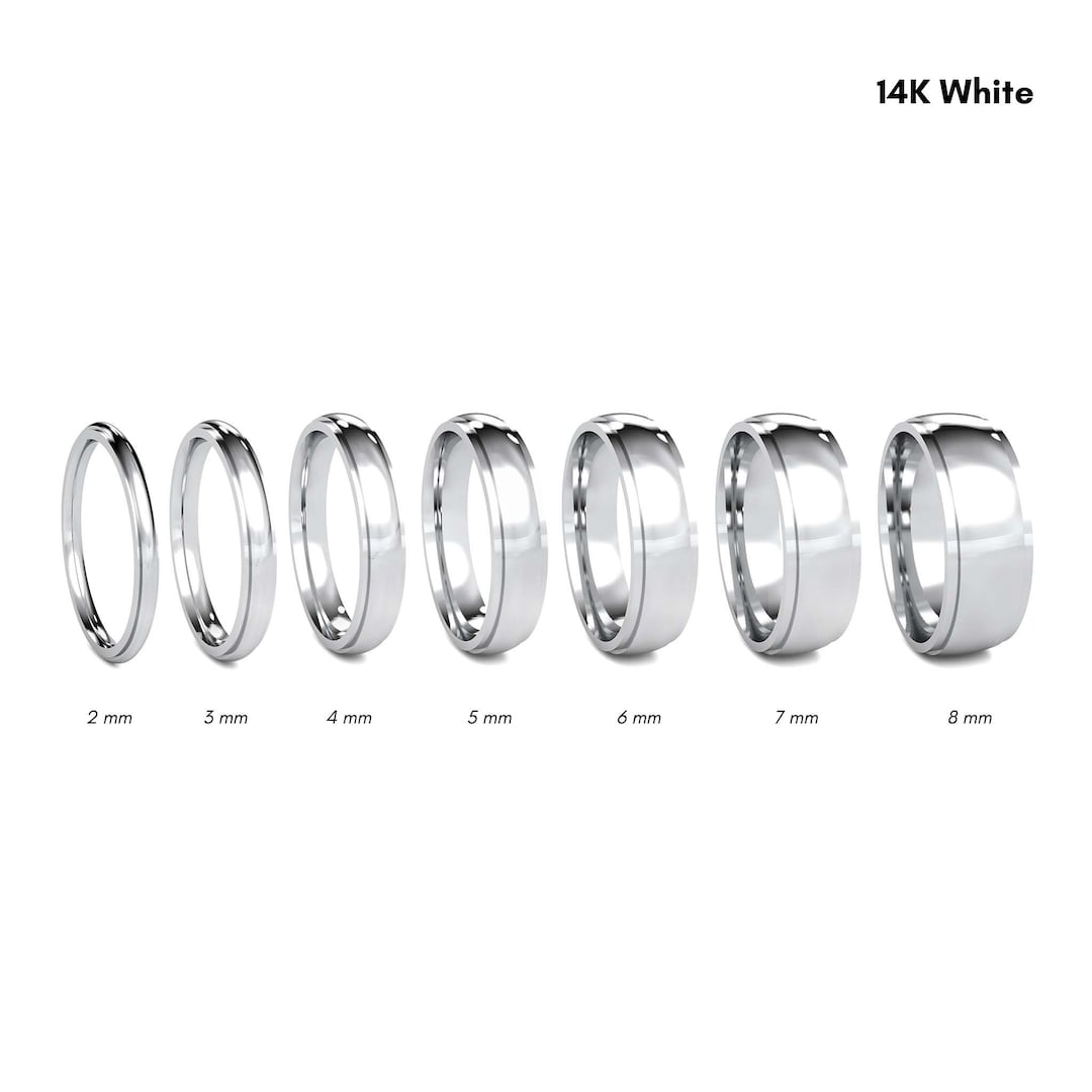 14k Solid White Gold Dome Step Band Men's Women's Gold