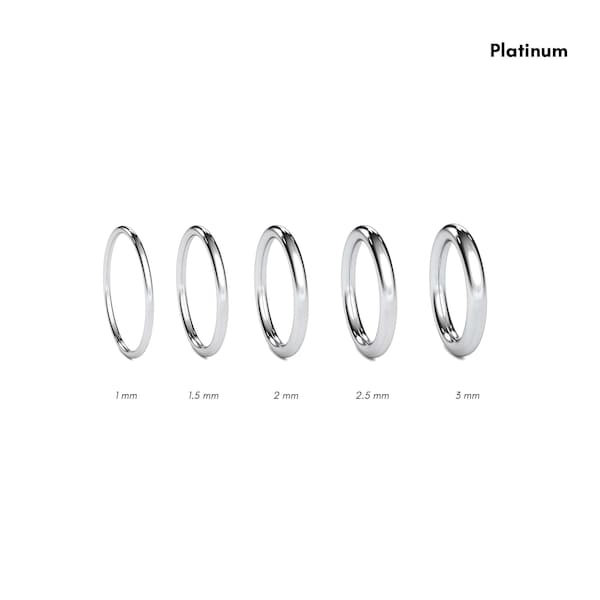 Runder Platinring - Runder Komfortring - Damenring Platinring - Schmaler Platinring - Komfortinnenring - Kostenloser Gravurring