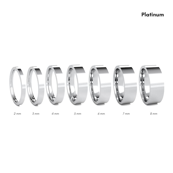 Platinum Flat Wedding Band / 2mm - 8mm 950 Platinum Wedding Ring / Flat Comfort Fit Wedding Band / Men and Women's ring / Free Engraving