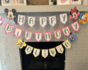 Character Colorful Flower Birthday Banner