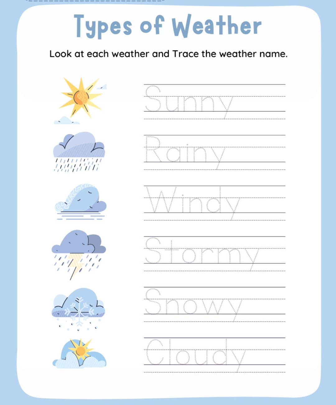 Weather Worksheet - Etsy