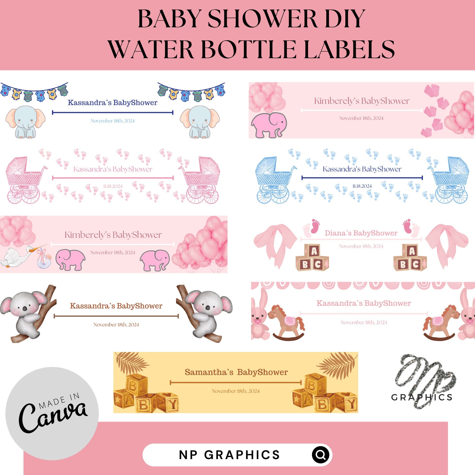 Image 7 for Baby Shower Bottle Labels Template
