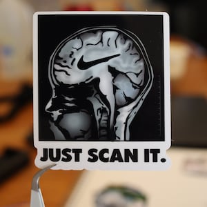 MRI Brain Sticker, Just Scan it, MRI Nike, vinyl sticker, water proof