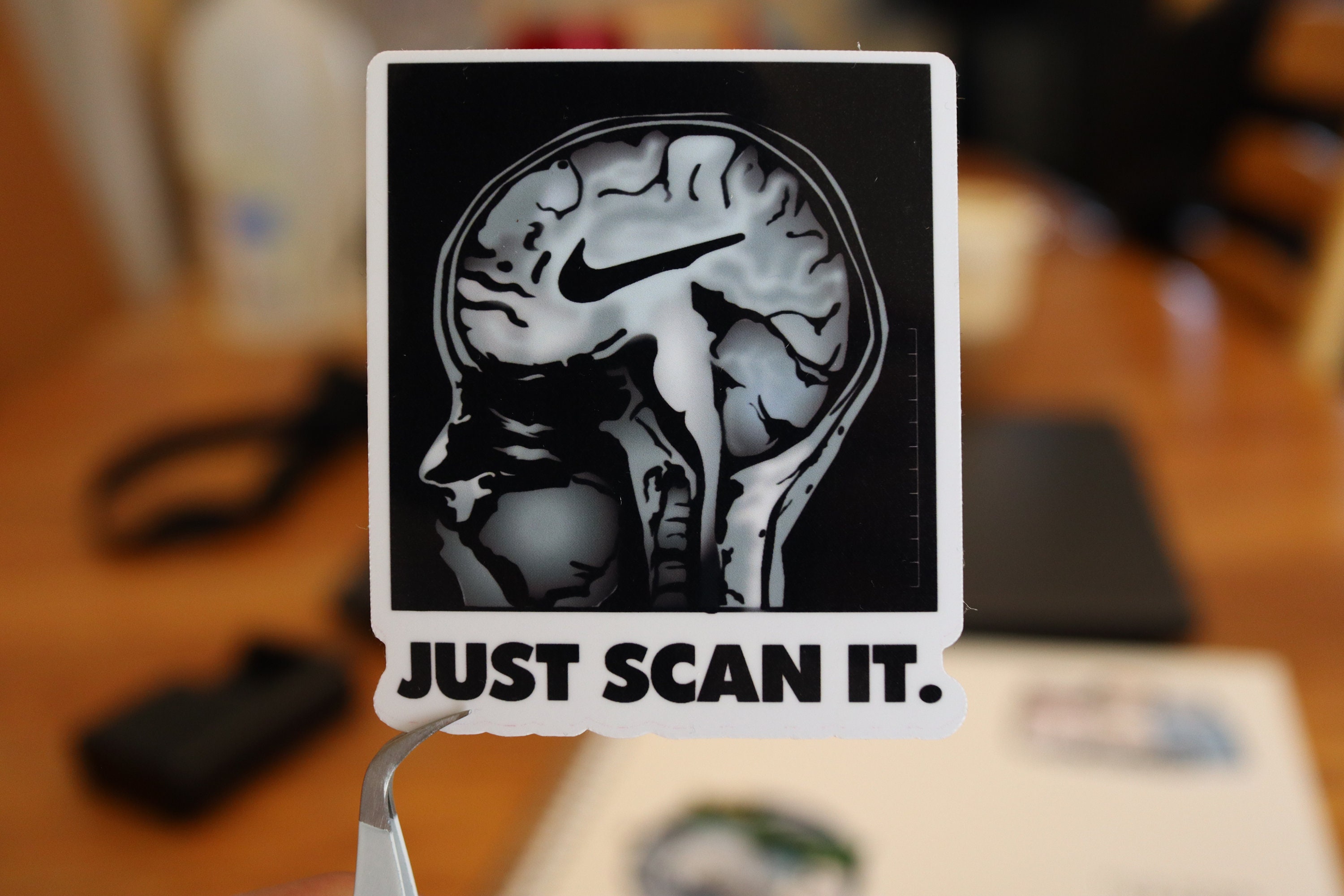 MRI Brain Sticker, Just Scan it, MRI Nike, vinyl sticker, water proof