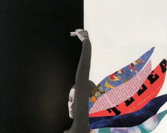 Analog art collage print on 250g A3 paper, dancer portrait