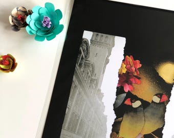 A3 landscape art collage print