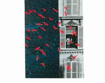 A3 landscape art collage print minimalist style