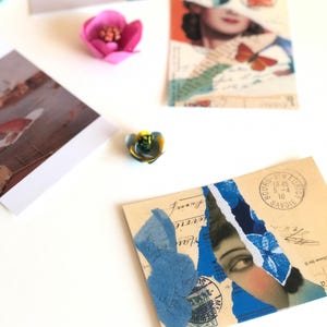 Impression format carte postale collage art paysage et portrait
